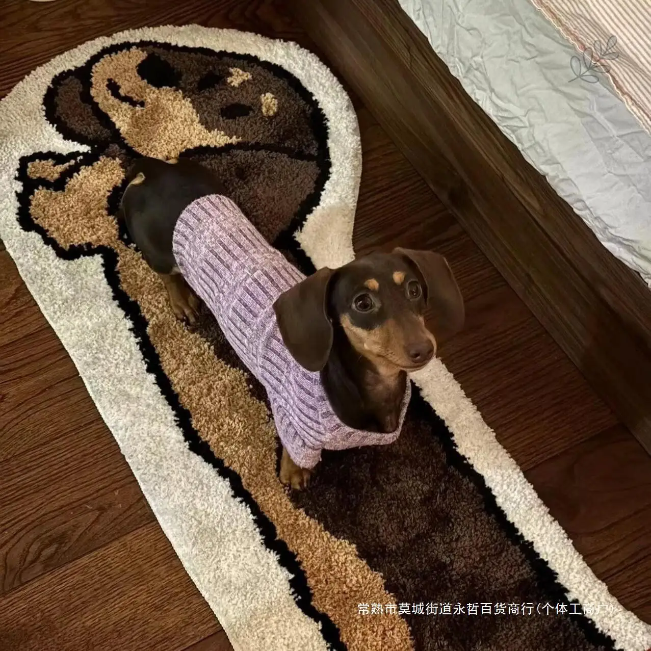 

Cute Dachshund Dog Carpet Ins Style Bedroom Non Slip Bedside Plush Carpet Dirty Resistant Flocking Carpet Home Decoration Mat