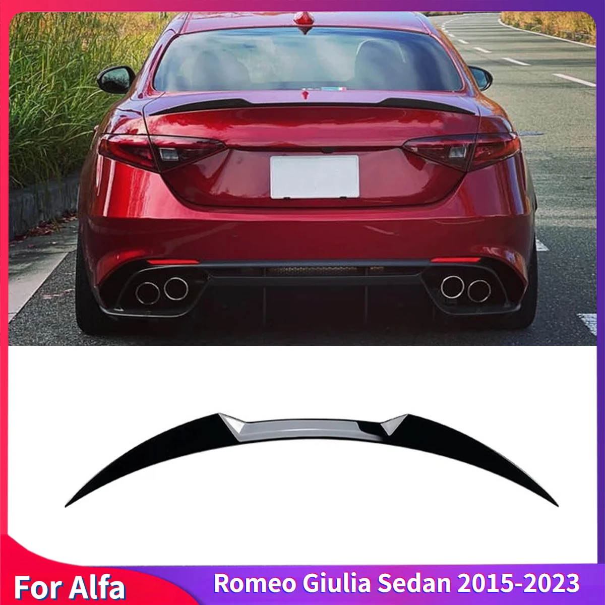 

Car Rear Trunk Roof Spoiler Wings Tail Trunk Wing Top Spoiler Wing Kit Protector Cover For Alfa Romeo Giulia Sedan 2015-2023