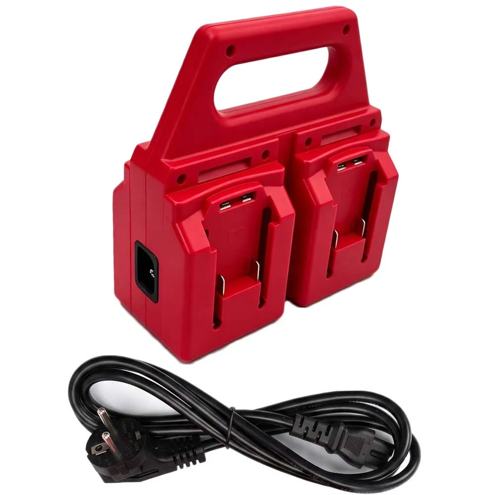 18V 21V 4-Slot Charging Station for PARKSIDE for pk Lithium Batteries Fast Charge Dual Interface ABS Red Dimensions