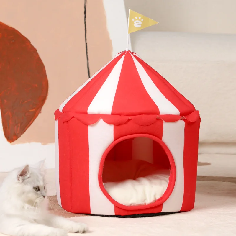 Cat House With Detachable Roof Circus Tent Pet House Washable Cat Nest (Choice+)