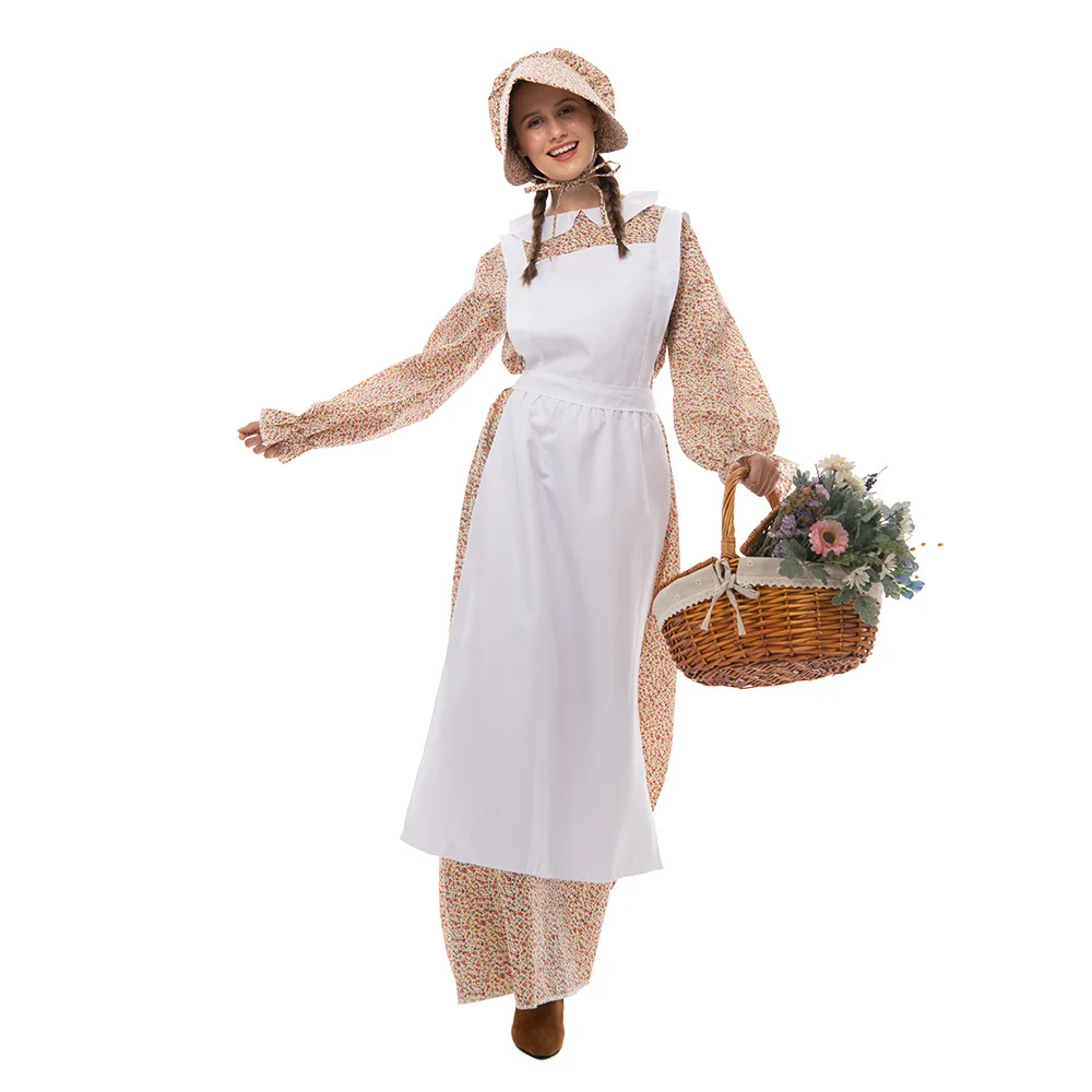 Doroon feminino Vestido Cosplay Costume, Fresh Field Style, Halloween Stage Clothing, Mulher Rural