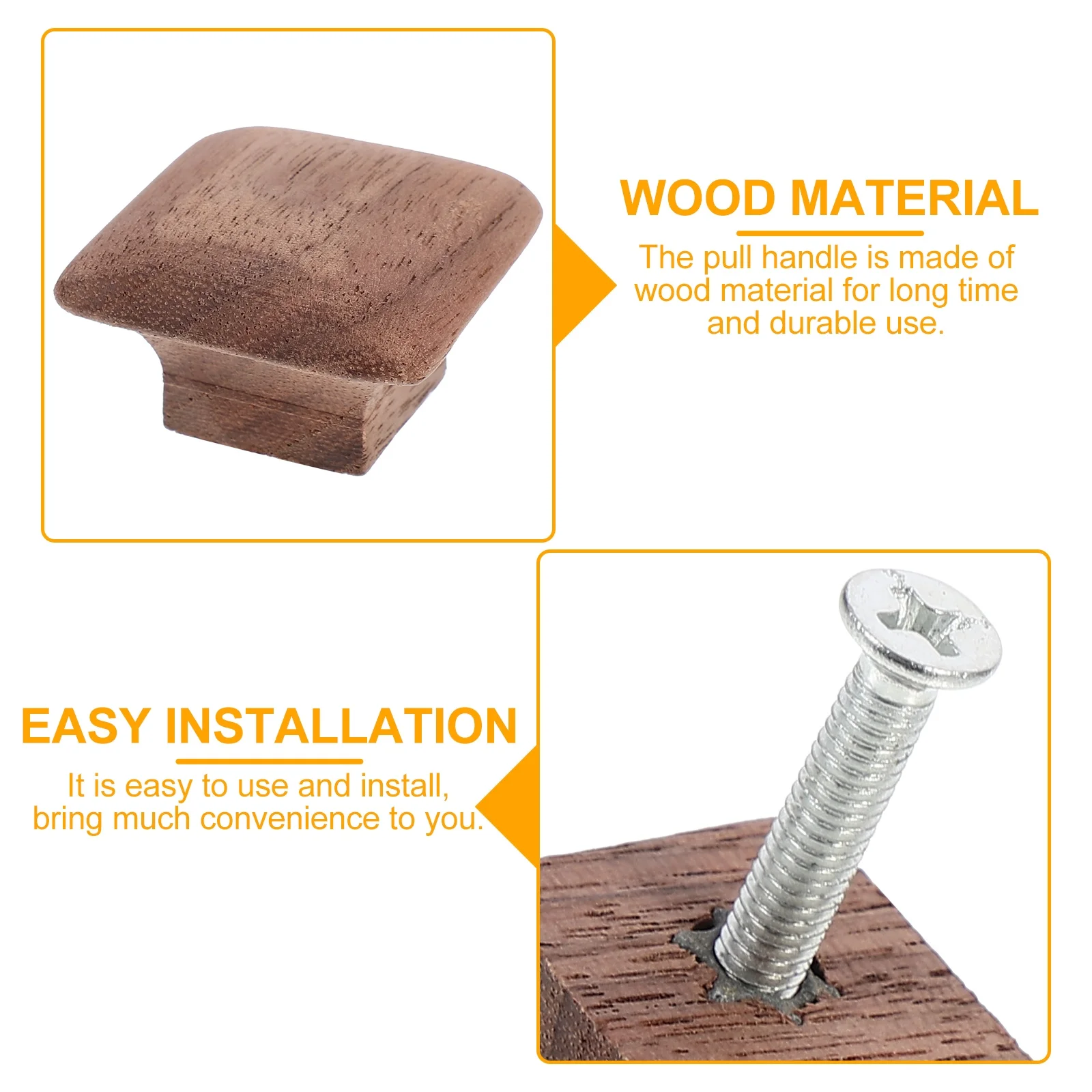 

2Pcs Solid Wood Square Pull Handles Durable Wooden Drawer Cabinet Door Knobs for Home Furniture Decoration Cabinet Handle
