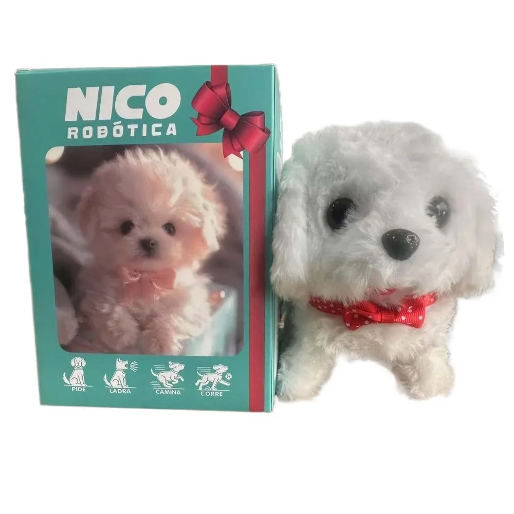 الحيوانات المحشوة واقعية الروبوتية جرو الذيل يهز محاكاة أفخم روبوت الكلب لينة أفخم نباح المشي الكلب لعبة أطفال هدية #1