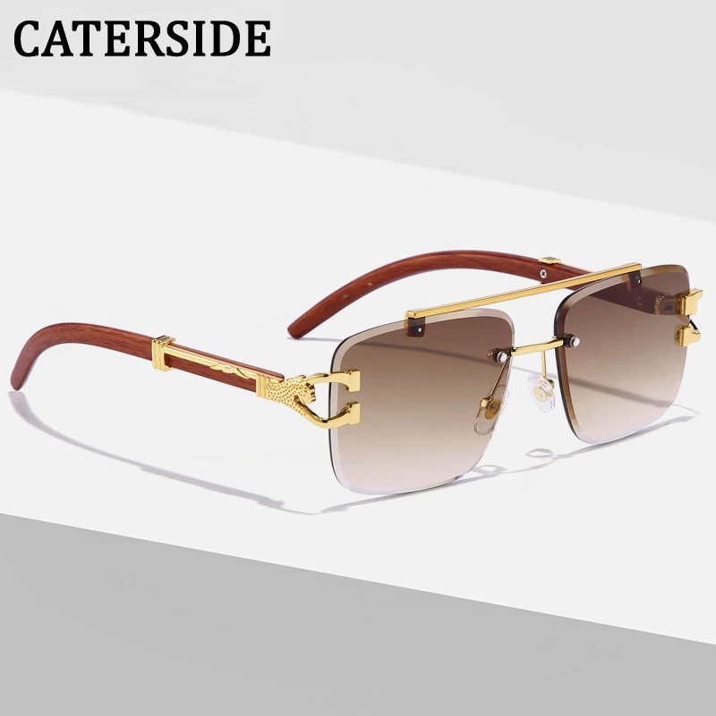 CATERSIDE Retro Quadratische Sonnenbrille Männer Frauen 2024 Luxus Marke Designer Golden Lion Dekoration Sonnenbrille Männer Reisen Brillen – Detail 1