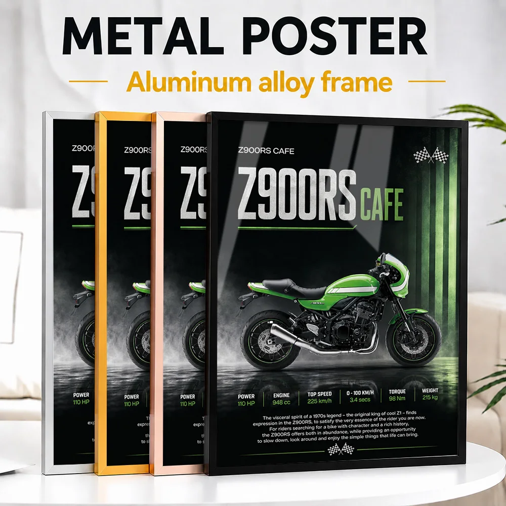 Japan Z900RS Cafe Motorcycle Framed Metal Poster Personalized Photo Dynamic Road Style Wall Art For Garage Ideal Birthday Gift
