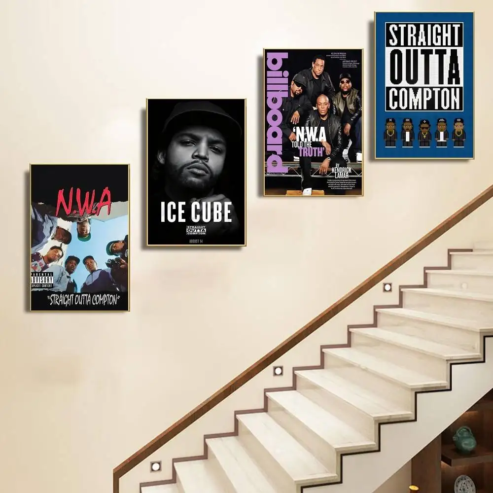 N-NWA Hip Hop Rapper Straight Outta Compton Poster High Quality Print Waterproof Wall Art Sticker For Bar Living Room Decor Gift