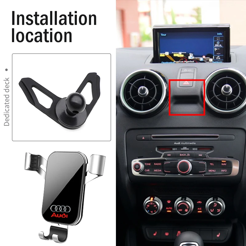 Car Gravity Phone Holder Car Air Outlet Mobile Phone Holder Car GPS Navigation Bracket For Audi A1 2011-2019 Auto Accessories