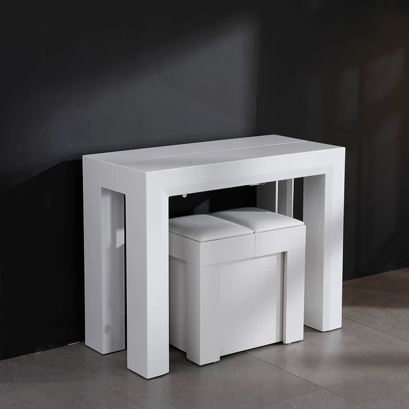 Retractable dining table Nordic rectangular foldable dining table 8 people simple small apartment household invisible table