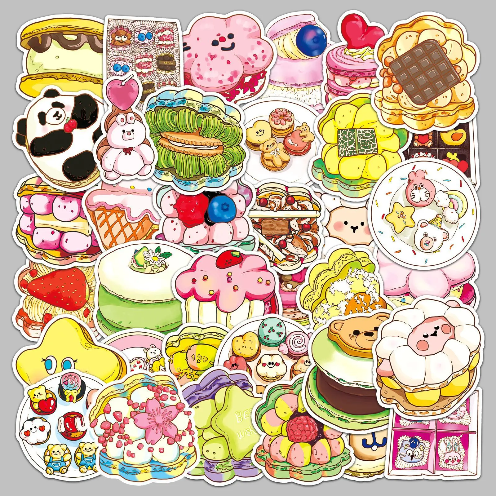 50pcs macaron cake Series Graffiti Stickers DIY  Decoration Laptop Skin Waterproof Phone Case Cute Stickers Gifts