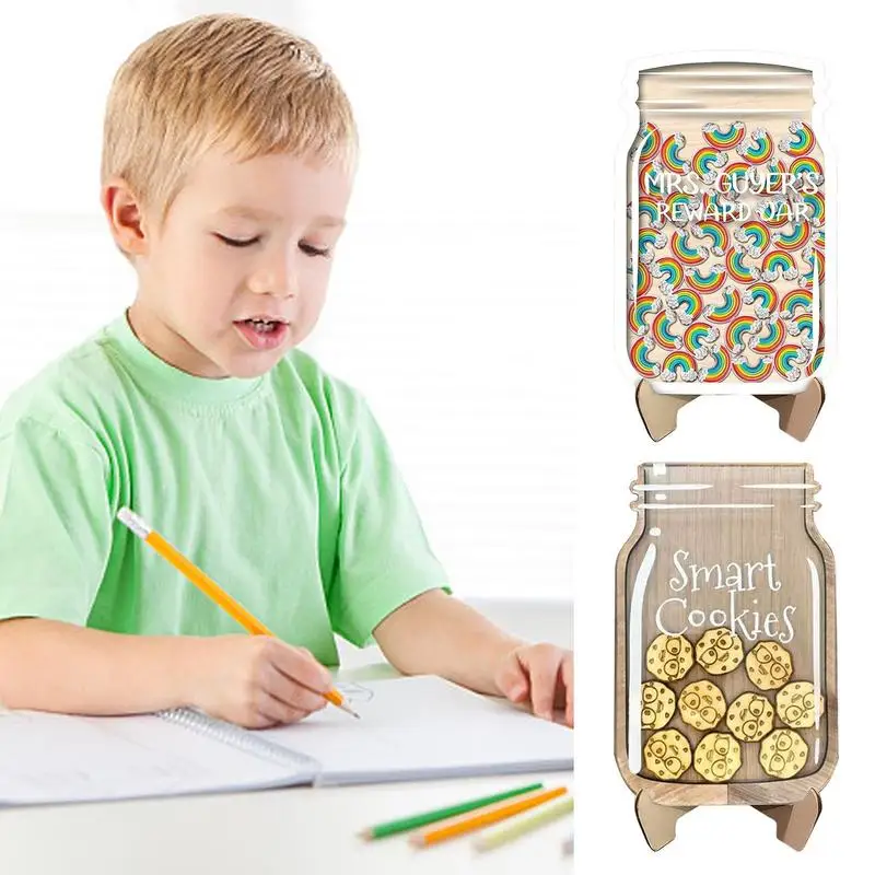 Classroom Reward Jar Star Chart Jar For Kids Reusable Wooden Good Behaviour Reward Jar Gifts Reward Chart For Teacher Parents