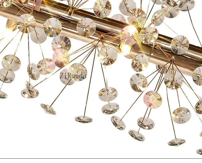 ثريا كريستالية لغرفة المعيشة وغرفة الطعام، ثريا كريستالية مستديرة ذهبية