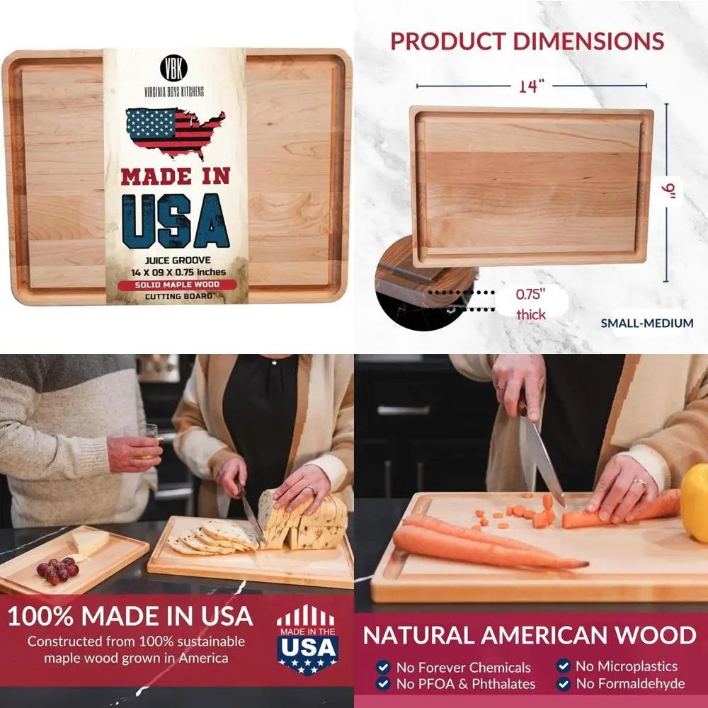 

Разделочная доска из массива клена — ручная работа в США — мясной блок премиум-класса для использования на кухне