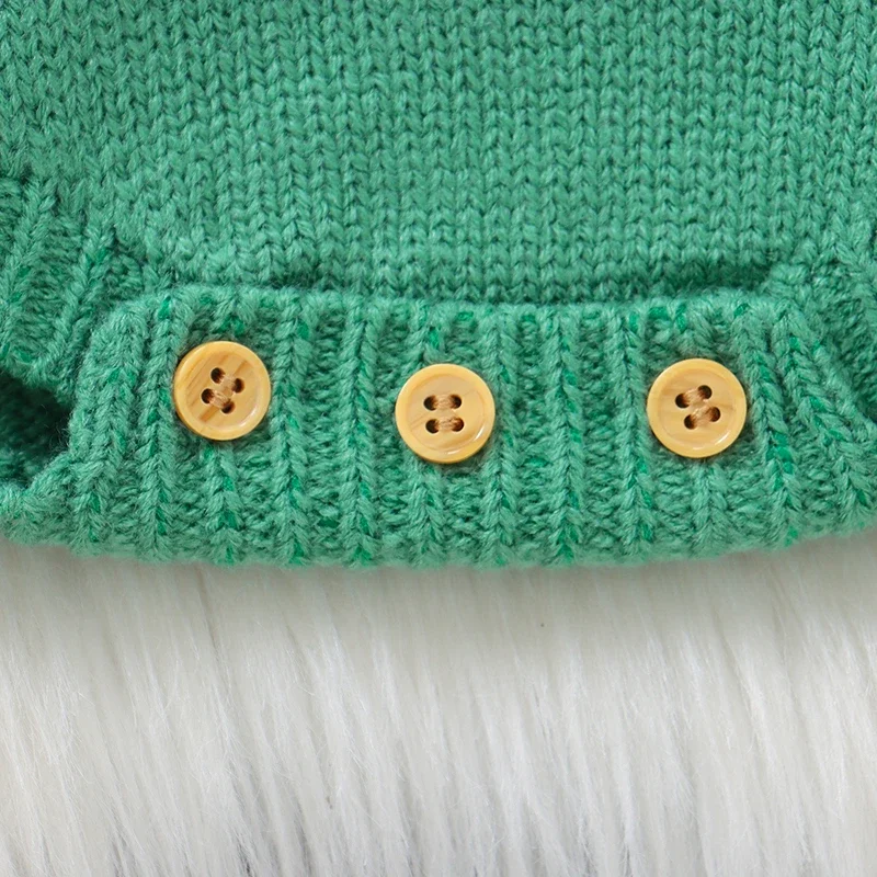 Infant Baby Bodysuits Knitted Newborn Girl Boy Jumpsuit Long Sleeve Autumn Kid Green Clothing Fashion Cute Dog 0-18M Tops Romper