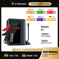 GOOLOO A1 Jump Starter with Air Compressor,2000A Portable Car BatterGOy Booster (7.0 Gas/5.5L Diesel) with 150PSI Air Compressor