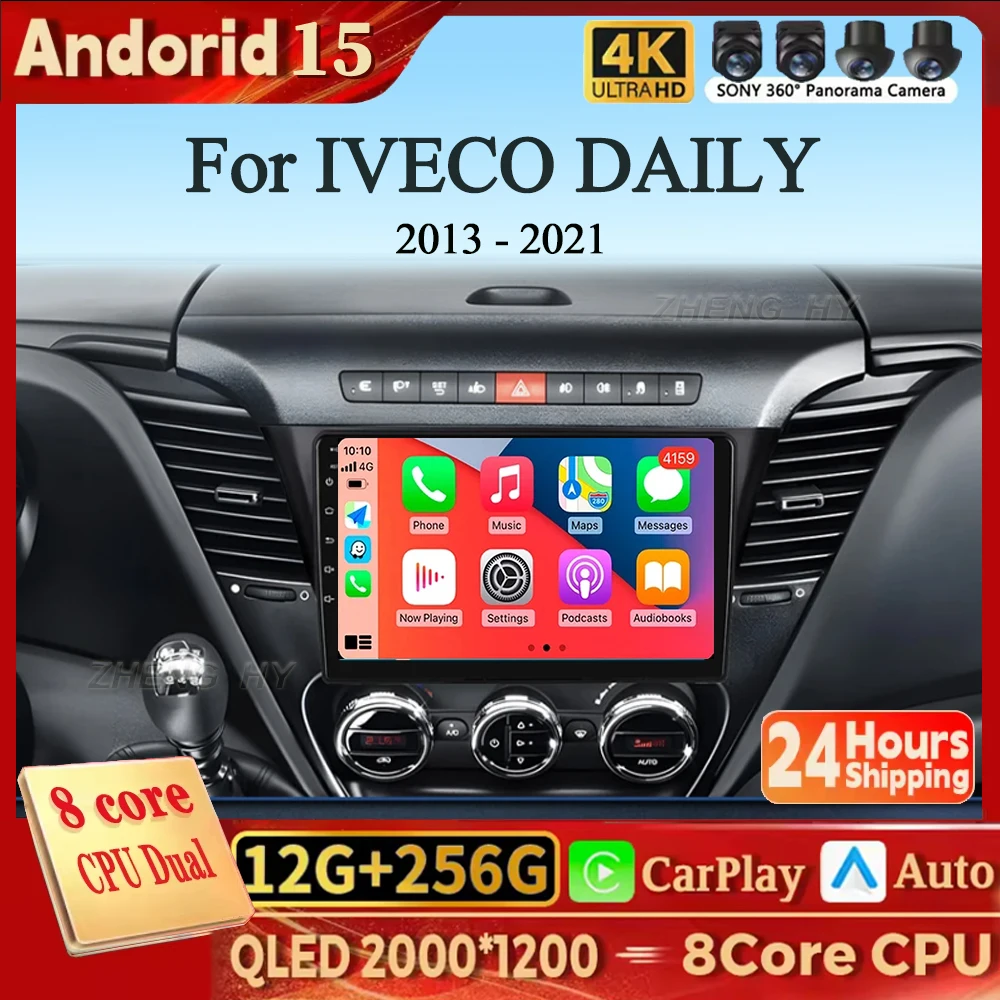 Android 15 8core Android 2din Radio de coche para IVECO KLen RV DAILY 2013-2021 Carplay Android Auto AutoRadio GPS RDS FM sin cabezal de DVD