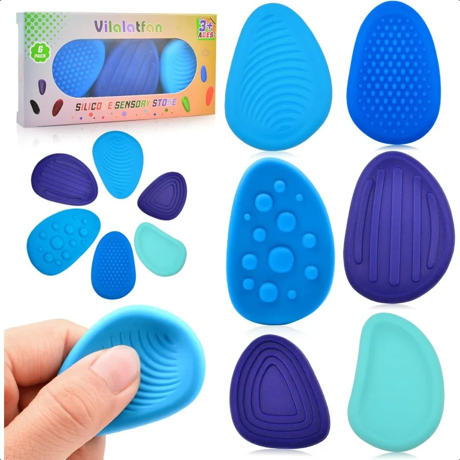 

Сенсорные камни для взрослых и взрослых, 6 шт., текстурный камень для беспокойства, аутизм, подростковый успокаивающий и СДВГ, снятие стрел, тихий