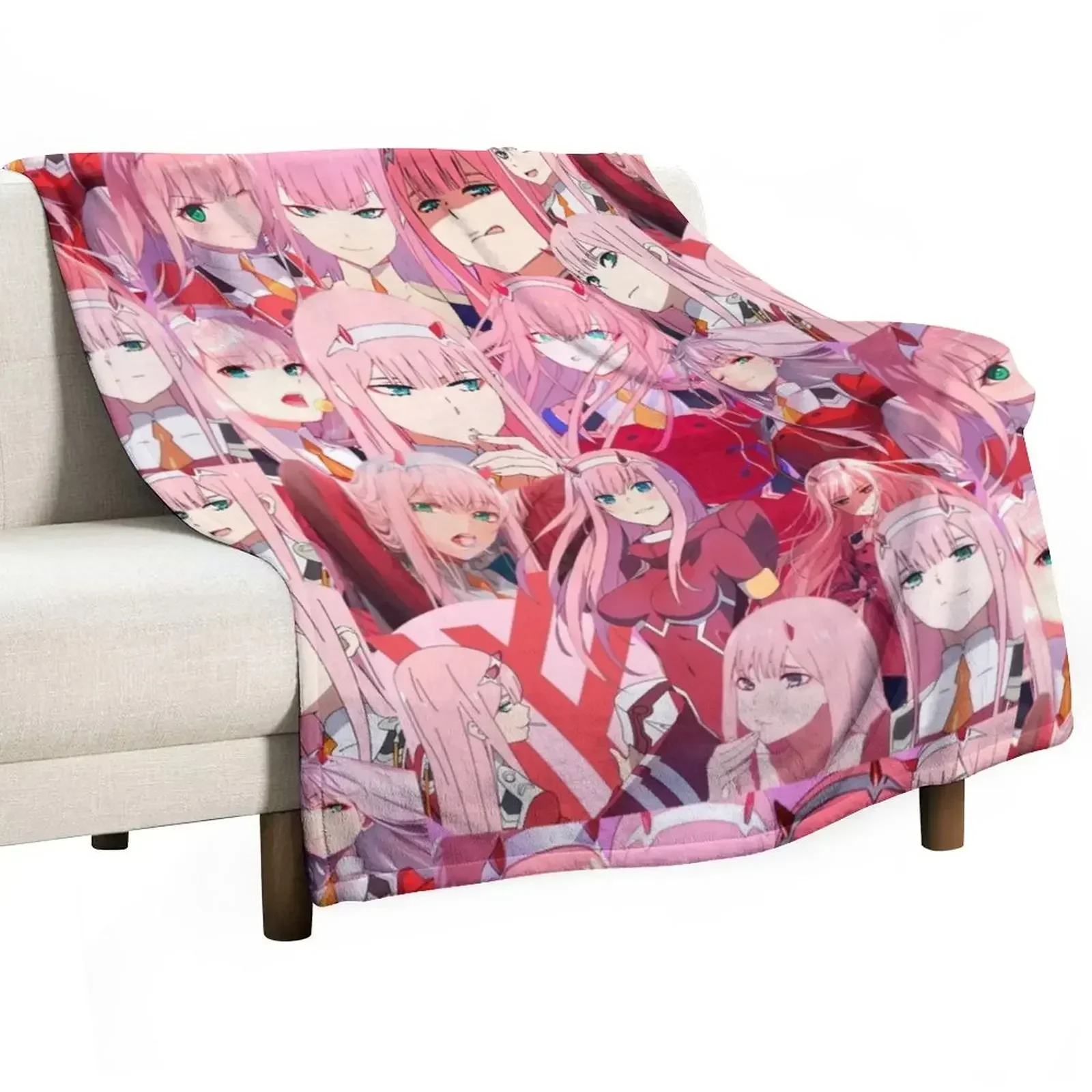 

Zero Two collage Throw Blanket Soft Home Decor Blanket for Couch Bedroom