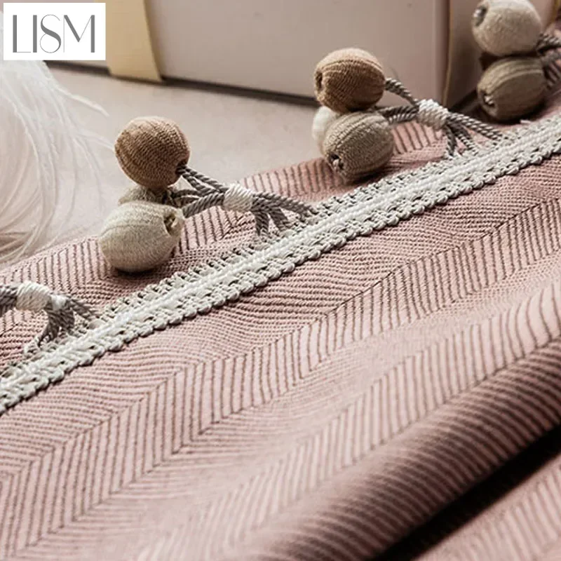 Light Luxury New Fishbone Jacquard Thickened Blackout Lace Stitching Partition Curtain Curtains For Living Dining Room Bedroom
