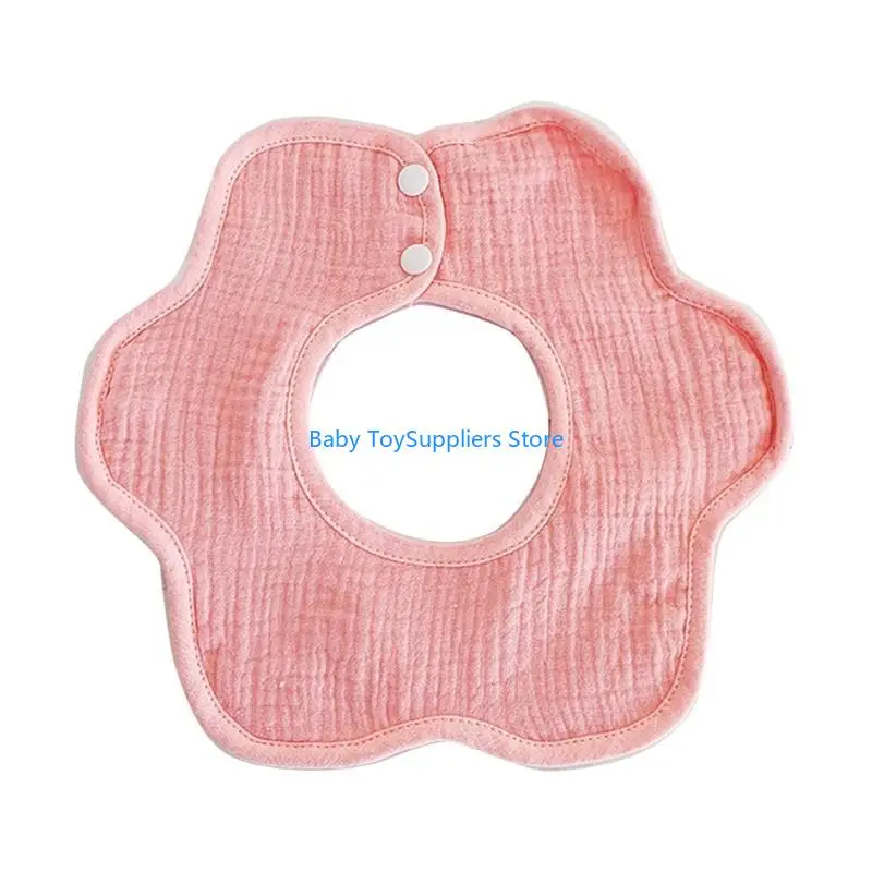 

R1WF Baby Bib for Eating Newborn Drooling Bib Saliva Towel High Absorbent Burp Cloth Infant Unisex petal-shaped Neck Scarf