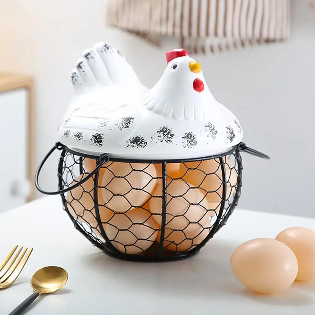 Egg Storage Container Egg Storage Basket Chicken Shape Decoration Iron Anti-slip for Kitchen