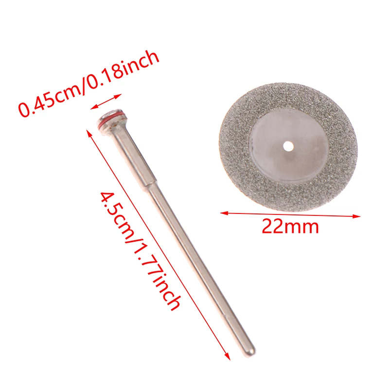 5Pcs/Set Double Sided Grit Cutting Disc Tool Dental Lab Diamond Disc Discs Diameter 22mm Thickness 0.25mm With 1 Mandrels