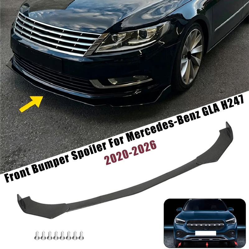 Sport Front Bumper Splitter Spoiler Lip For Mercedes-Benz GLA H247 2020-2026 5Pcs Adjustable Sectional Car Tuning Body Kit