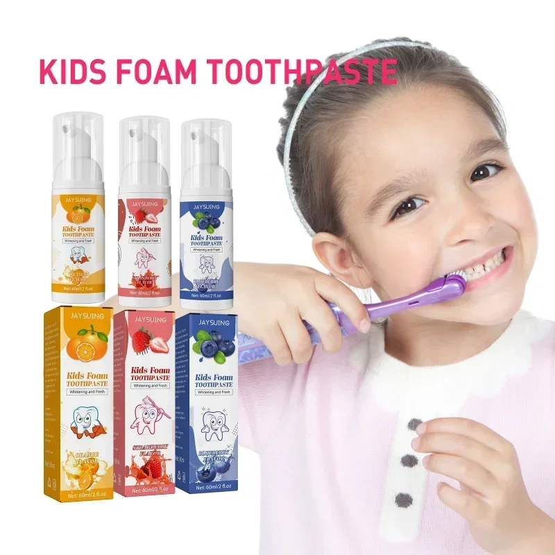 Children's Foam Toothpaste Teeth Cleaning yellow teeth Stains Removal Whitening Brighten Anti-Cavity Fruit Flavor Pressed Mousse