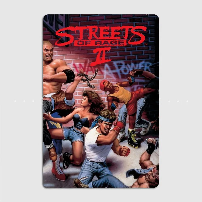 Streets of Rage 2 Retro Vintage Metal Sign Mural Plates Retro Club Tin Sign Home Decoration Room Decor Wall Decor