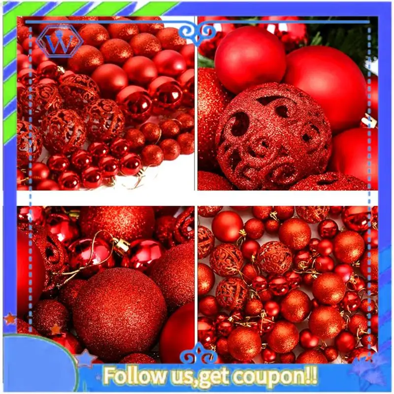 

Easy To Use 101Piece Red Christmas Ball Ornaments, Shatterproof Christmas Tree Balls For Christmas Tree