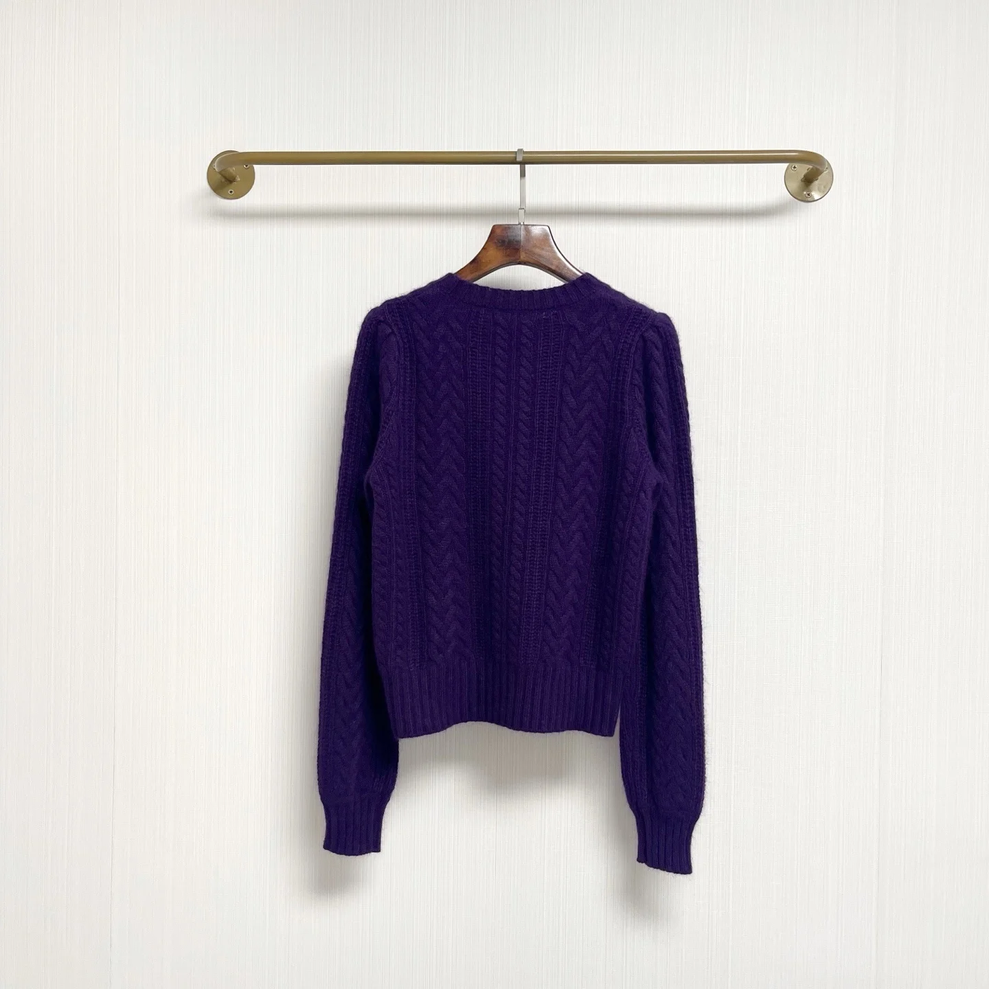 High quality new women's purple round neck sweater Fried Dough Twists sweater top