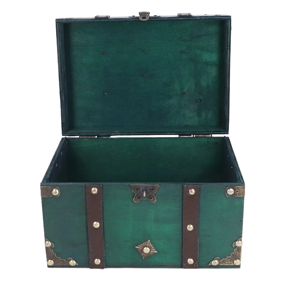 2PCS Jewelry Boxes With Lock Wooden Storage Box Antique Green Jewelry Organizer Box Keepsake Memory Box Bedroom Storage