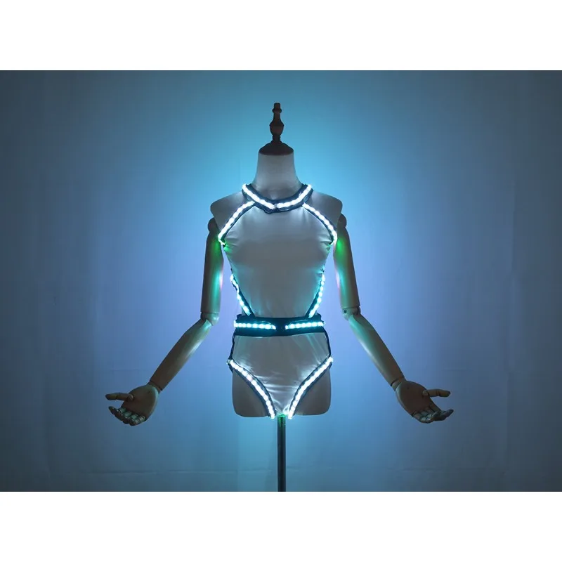 Vestido con luz LED de arcoíris, disfraz de escenario actuación, ropa brillante, ropa de fiesta, Club, KTV, club nocturno, entretenimiento, ropa Flash