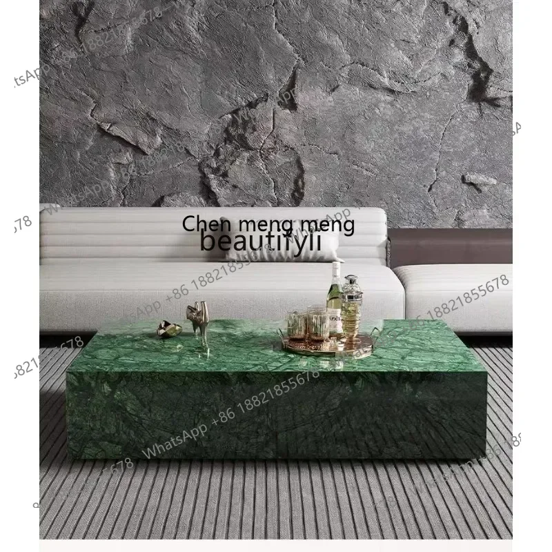 178Italian light luxury living room square imported natural Indian green marble coffee table2936