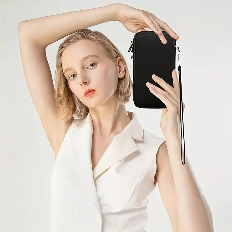 حقيبة هاتف بسحاب من النيوبرين - حافظة واقية لمختلف موديلات الهواتف الذكية، باللون الأسود #4