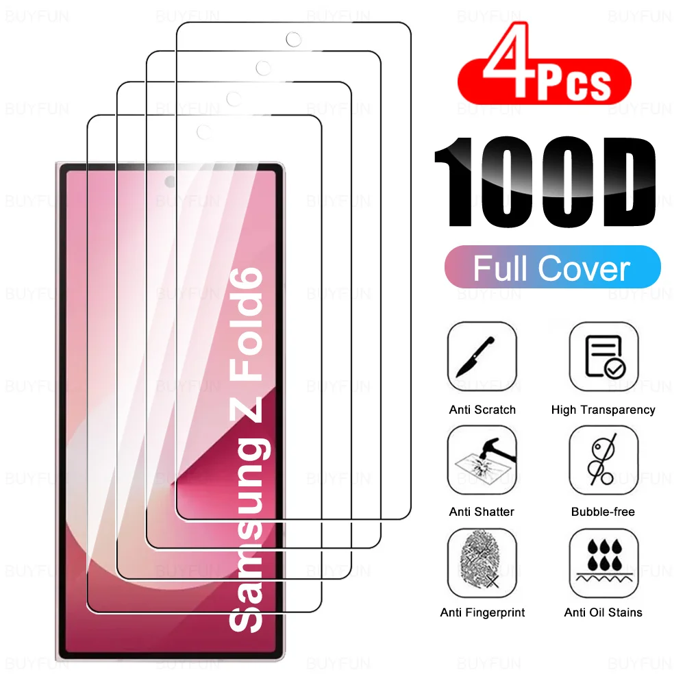 Samsun ZFold6 Screen Protector Tempered Glass Film 4pcs For Samsung Galaxy Z Fold6 Z Fold 6 5G HD Protective Glass Z Fold 6 2024