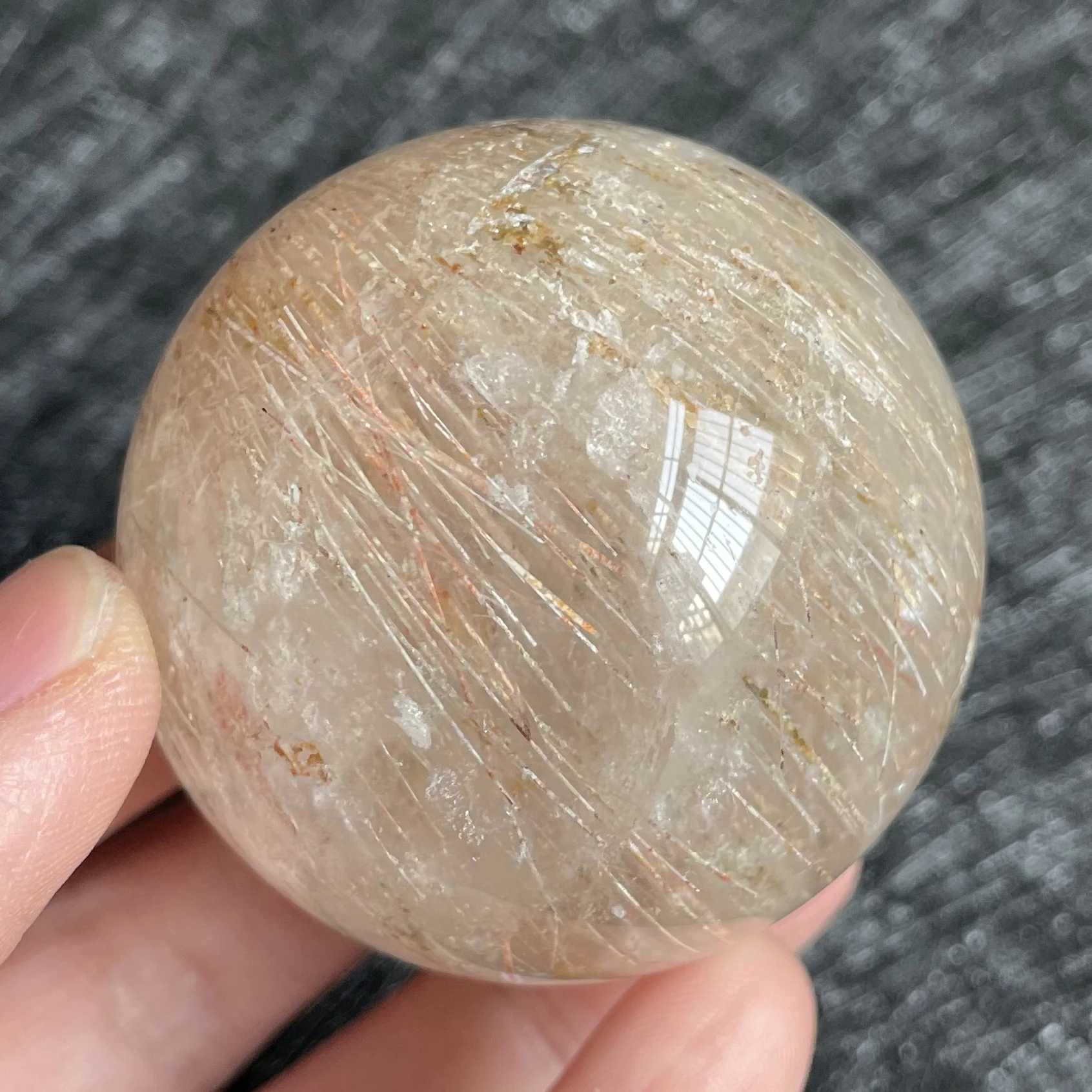 

186g Natural Stone Tourmaline Clear Quartz Crystal Ball Rainbow Sphere Polished Rock Reiki Healing L60