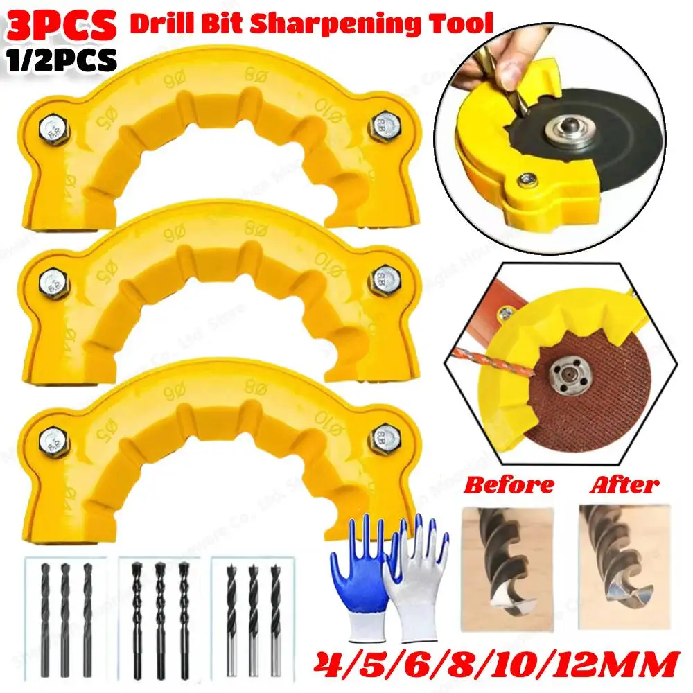 

3-1PCS Drill Bit Grinding Sharpener 4-12mm Multifunctional Polishing Grinding Tool Grinder Powered Tool Parts for Bench Grinder