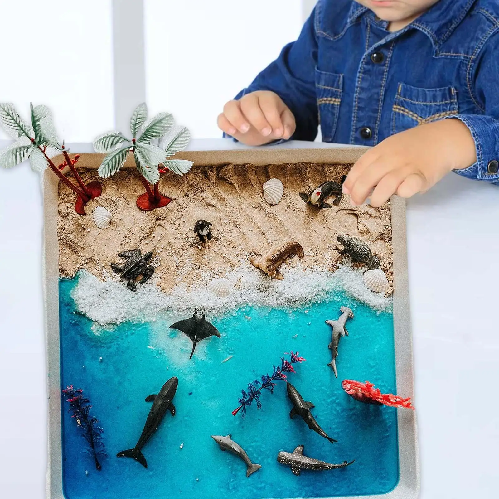 Table de sable pour la motricité fine, matériel de bricolage, aides au développement précoce du fuchsia, cadeaux de vacances préscolaires