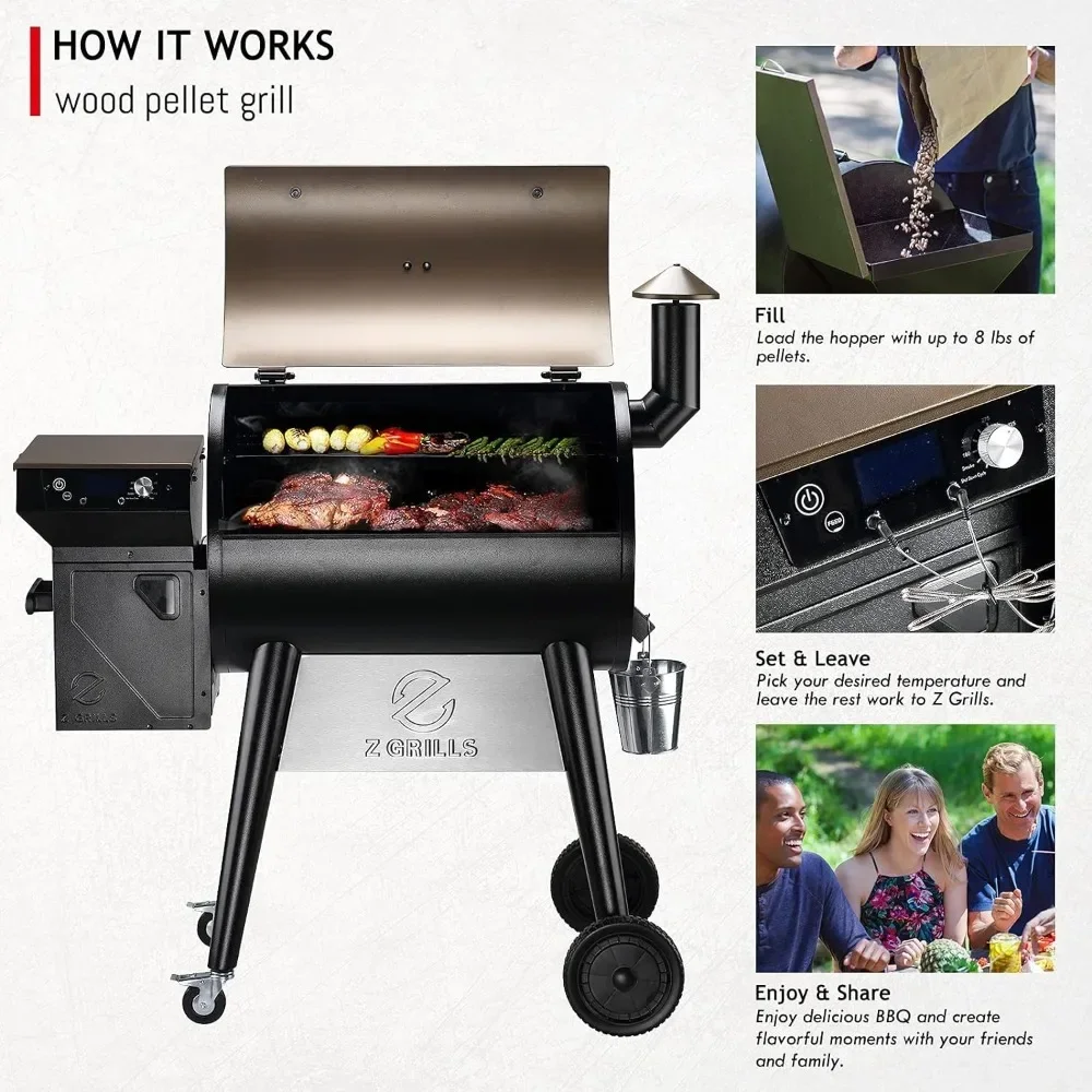 Wood Pellet Grill & Smoker for Outdoor Cooking