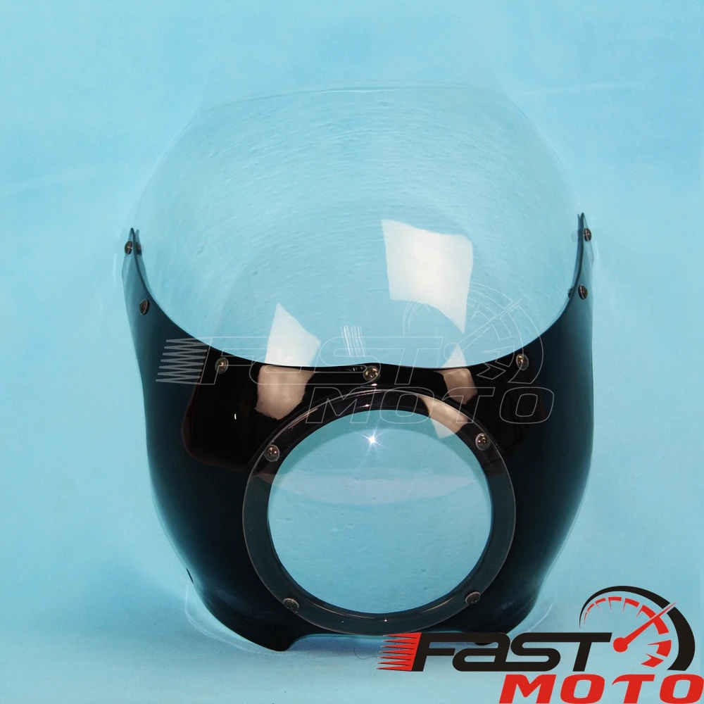 Black White 5 3/4inch Headlight Fairing Cowl Motorcycle Front Light Cover For Harley Bobber Sportster Cafe Racer Drag Racing