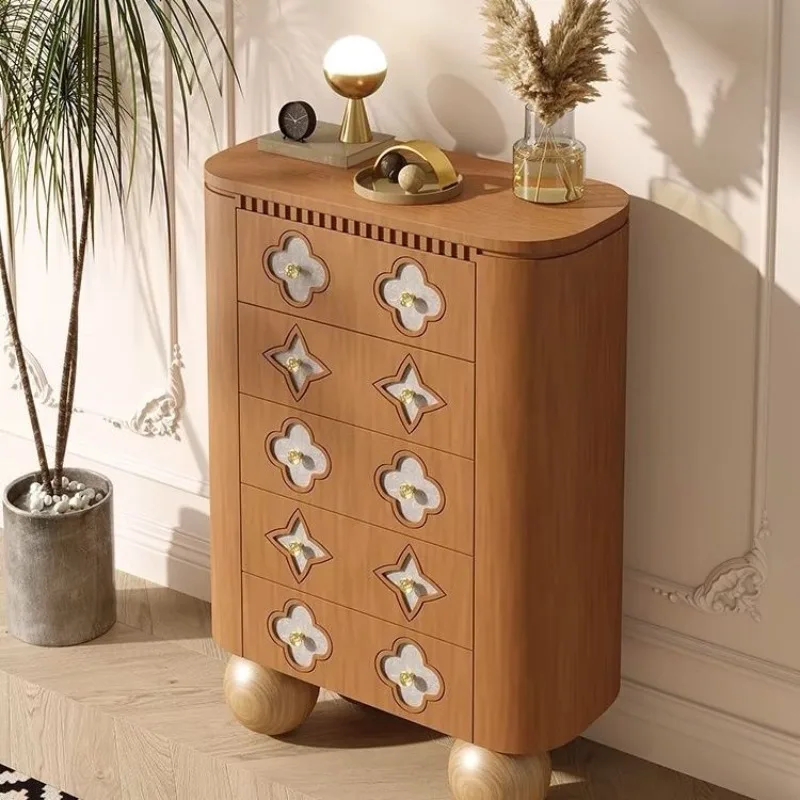 

of drawers Internet celebrities ins four-leaf clover storage cabinet Living room solid wood design storage drawer cabinet