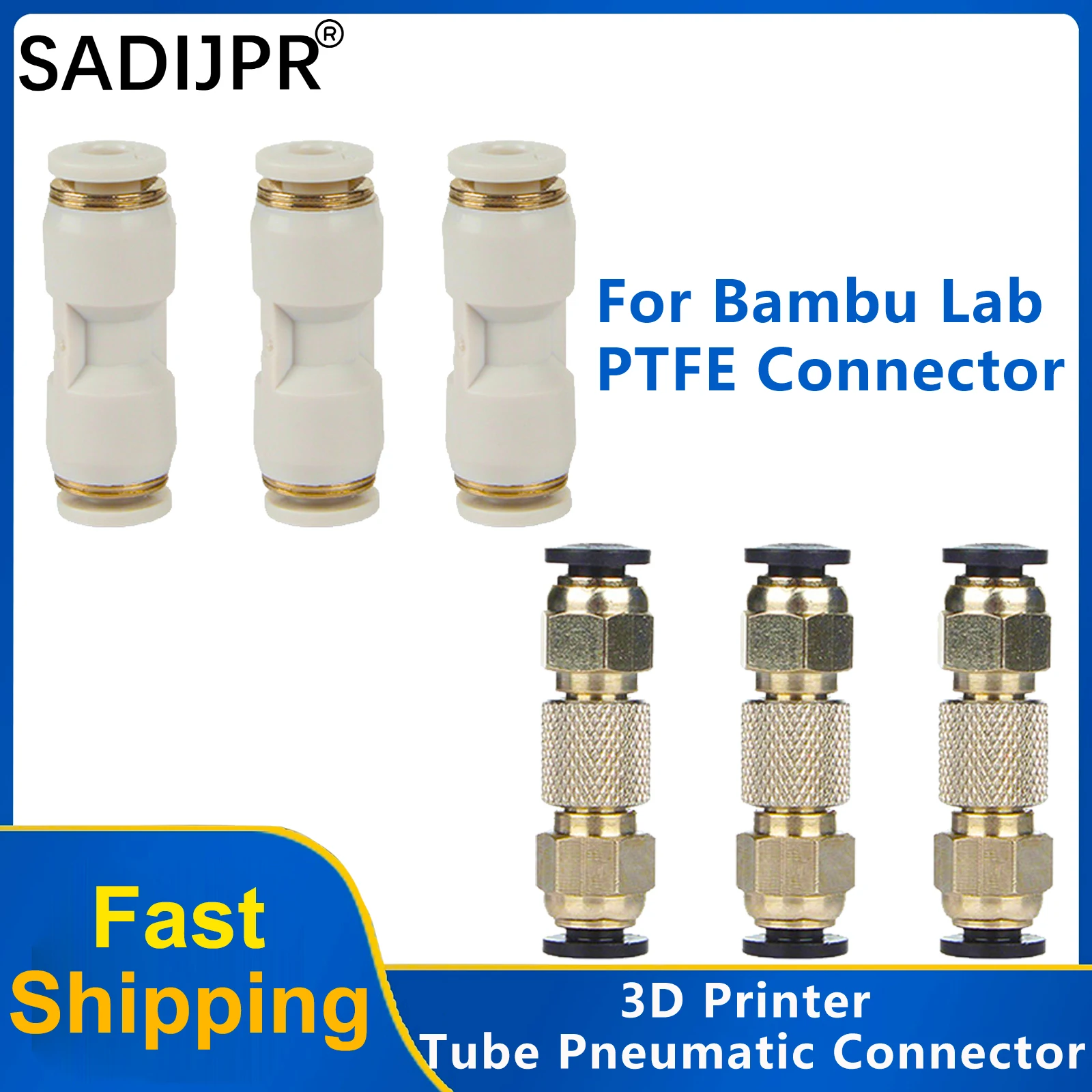 

For Bambu Lab X1 X1C X1E P1P P1S A1 PTFE Tube Connector Pneumatic1.75mm Filament Splitter Bambulab Ptfe Fitting 3D Printer Parts
