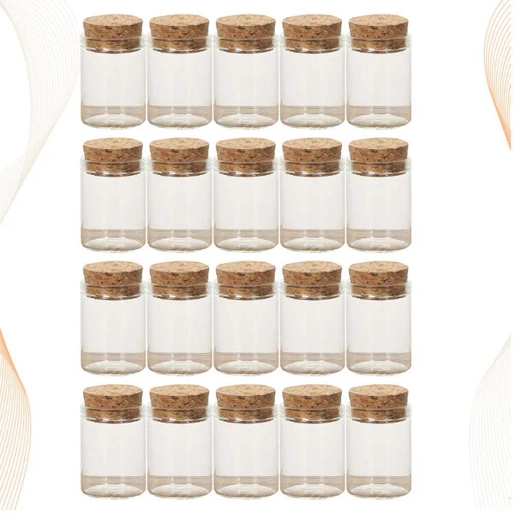 

25 PCS Container Glass Bottle Travel Apothecary Jars with Lids Wooden Mini Wish