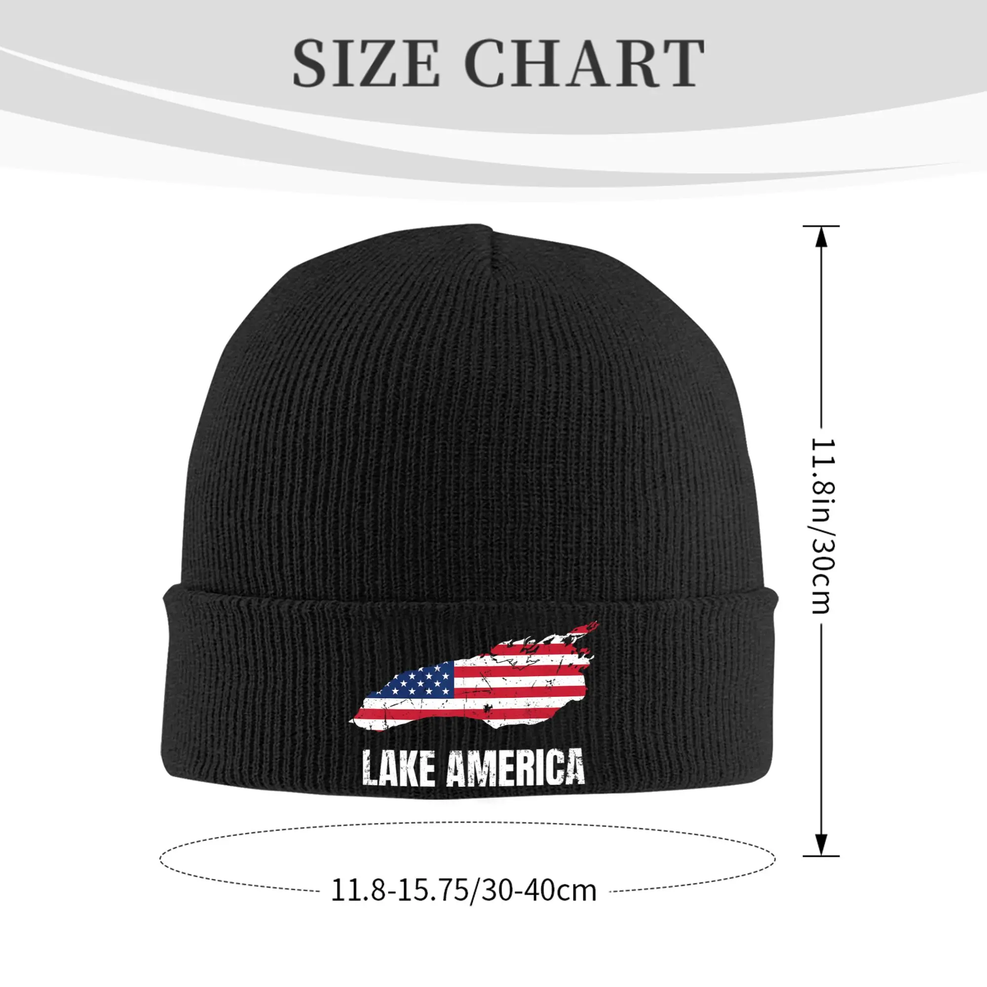 Lake America Vintage American Flag Lake Ontario Hats Autumn Winter Beanies Ski  Cap Men Women Acrylic Bonnet