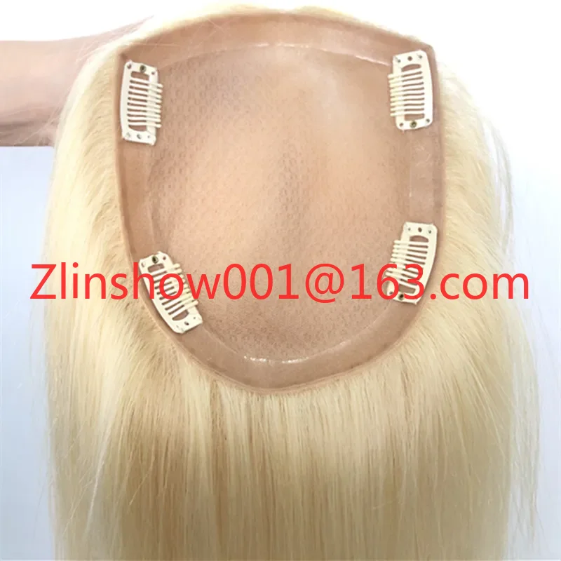 High Quality 100% Human Hair Toupee Full Silk Base Topper