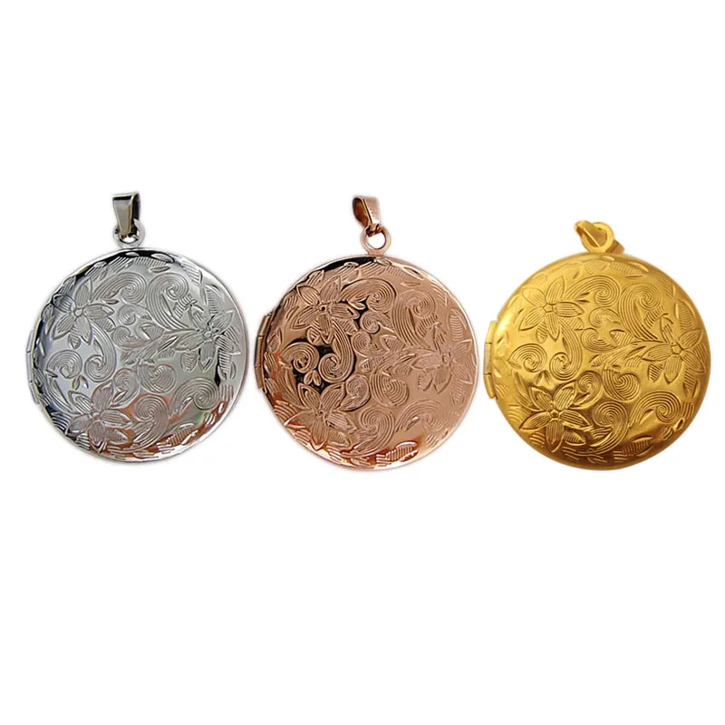 Everfast 10pc DIY Round Lotus Photo Frame Stainless Steel Pendant Charms Locket Jewelry Men Women Making Family Memories Gift