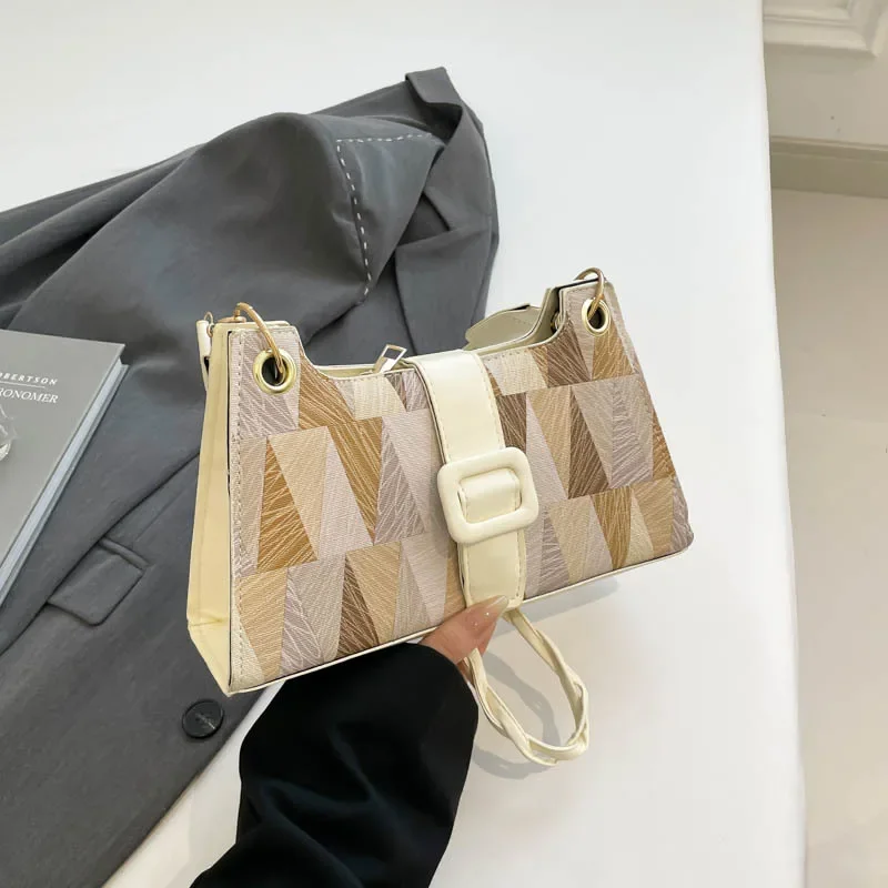 Trendy Color Block Crossbody Bag 2025 New for Women, Lightweight Chain Strap Shoulder Purse, Casual Small Bag for Daily Use