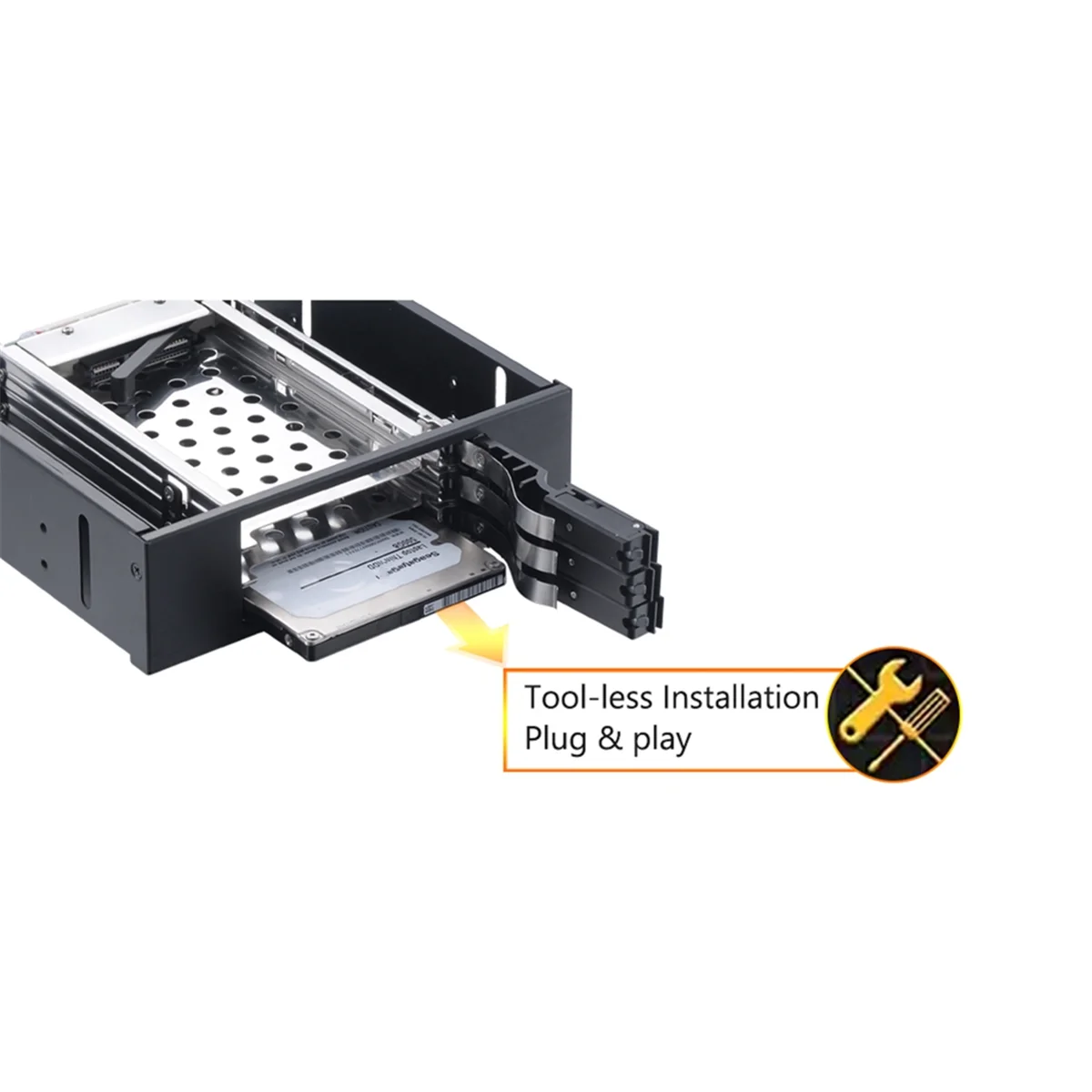 A71Z Aluminum Case 3Bay SATA Adapter 2.5 Inch Hot Swap SSD Hard Drive Bracket for 5.25 Optibay