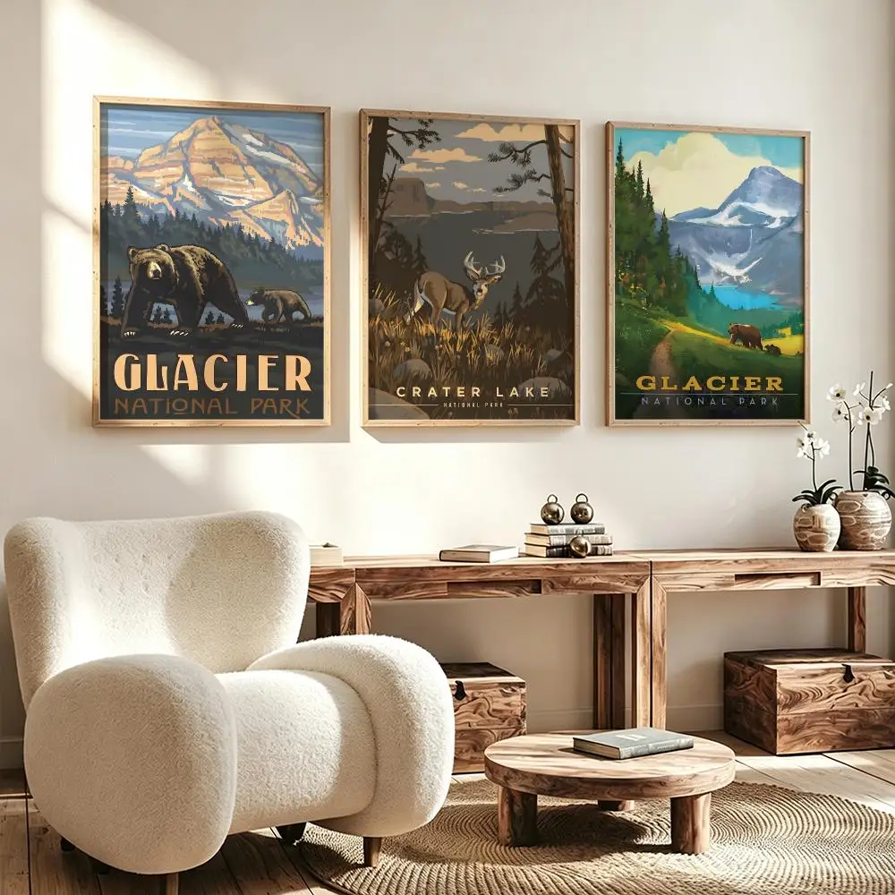Modern Aesthetic Wall Art Poster art Glacier National Park Poster for Office Home Decor Interior Large Wall Picture Print