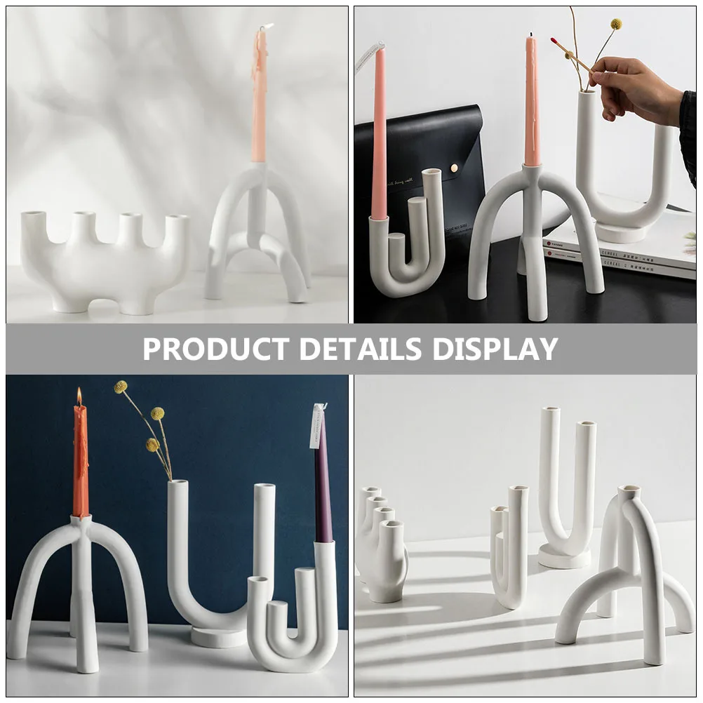 

Ceramic Candleholder 1Pcs Simple Design White Desk Decor for Romantic Wedding Holder Ceramic Candlestick